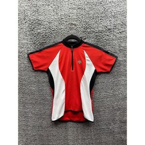Descente Athletic Half-Zip Short Sleeve Cycling Jersey Red Mens Size M